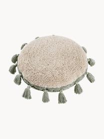 Cojín de peluche artesanal Circle, Tapizado: 97% algodón, 3% otras fib, Beige claro, verde salvia, Ø 48 cm