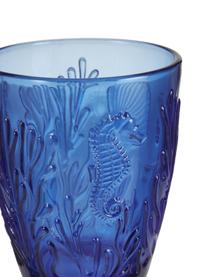 Wassergläser-Set Pantelleria mit Korallenmotiv, 6er-Set, Glas, Blautöne, Ø 9 x H 10 cm