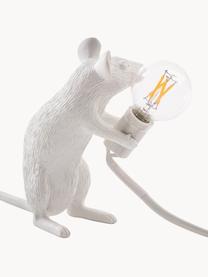 Kleine Design Tischlampe Mouse, Weiss, B 5 x H 13 cm