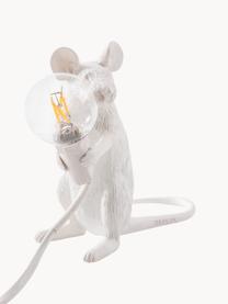 Kleine design tafellamp Mouse, Lamp: kunsthars, Wit, B 5 x H 13 cm