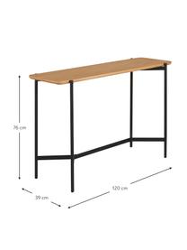 Consola de madera y metal Easy, Estante: tablero de fibras de dens, Patas: metal recubierto, Negro, marrón, An 120 x Al 76 cm