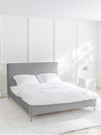 Cama tapizada en terciopelo Peace, Tapizado: terciopelo de poliéster R, Estructura: madera de pino maciza con, Patas: metal Este producto está , Terciopelo gris claro, An 140 x L 200 cm