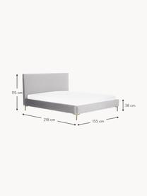 Cama tapizada en terciopelo Peace, Tapizado: terciopelo de poliéster R, Estructura: madera de pino maciza con, Patas: metal Este producto está , Terciopelo gris claro, An 140 x L 200 cm