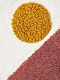 Funda de cojín bordada de algodón con tejido capitoné Izad, Exterior: 100% algodón Adorno, Blanco Off White, rojo indio, mostaza, An 45 x L 45 cm