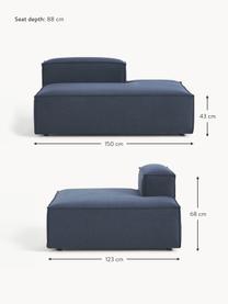 Ottomane-Modul Lennon, Bezug: 100 % Polyester Der strap, Gestell: Massives Kiefernholz FSC-, Füße: Kunststoff, Webstoff Dunkelblau, B 150 x T 123 cm, Rückenlehne rechts