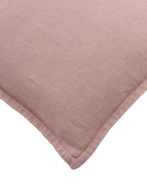 Housse de coussin lin vieux rose Lanya, 100 % pur lin, Vieux rose, larg. 50 x long. 50 cm