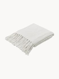 Baumwolldecke Toly mit Fransen, 100 % Baumwolle, Weiß, B 130 x L 170 cm