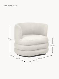 Design bouclé fauteuil Solomon, Bekleding: 100% polyester Met 35.000, Frame: massief sparrenhout, berk, Poten: kunststof Dit product is , Bouclé crèmewit, B 95 x D 80 cm