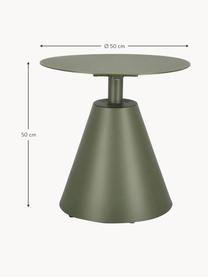 Tavolino da giardino rotondo Aloha, Alluminio verniciato a polvere, Verde oliva, Ø 50 cm