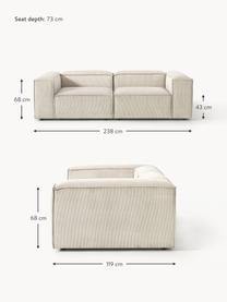 Modulares Sofa Lennon (3-Sitzer) aus Cord, Bezug: Cord (92 % Polyester, 8 %, Gestell: Massives Kiefernholz, Spe, Füße: Kunststoff Dieses Produkt, Cord Hellbeige, B 238 x T 119 cm