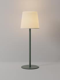 Dimbare tafellamp Fausta met USB-aansluiting, Lampenkap: kunststof, Lampvoet: gecoat metaal, Saliegroen, wit, Ø 13 x H 37 cm