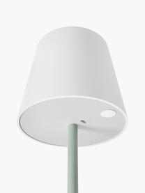Dimbare tafellamp Fausta met USB-aansluiting, Lampenkap: kunststof, Lampvoet: gecoat metaal, Saliegroen, wit, Ø 13 x H 37 cm
