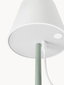 Dimbare tafellamp Fausta met USB-aansluiting, Lampenkap: kunststof, Lampvoet: gecoat metaal, Saliegroen, wit, Ø 13 x H 37 cm