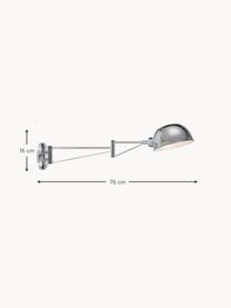 Grote wandspot Portland met stekker, Lamp: gecoat staal, Zilverkleurig, D 76 x H 16 cm