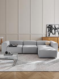 Modulares Sofa Lennon (4-Sitzer) mit Hocker, Bezug: 100 % Polyester Der strap, Gestell: Massives Kiefernholz, Spe, Füße: Kunststoff Dieses Produkt, Webstoff Grau, B 327 x T 207 cm