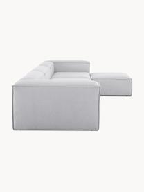 Modulares Sofa Lennon (4-Sitzer) mit Hocker, Bezug: 100 % Polyester Der strap, Gestell: Massives Kiefernholz, Spe, Füße: Kunststoff Dieses Produkt, Webstoff Grau, B 327 x T 207 cm