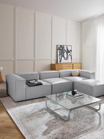 Modulares Sofa Lennon (4-Sitzer) mit Hocker, Bezug: 100 % Polyester Der strap, Gestell: Massives Kiefernholz, Spe, Füße: Kunststoff Dieses Produkt, Webstoff Grau, B 329 x T 207 cm