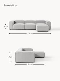 Modulares Sofa Lennon (4-Sitzer) mit Hocker, Bezug: 100 % Polyester Der strap, Gestell: Massives Kiefernholz, Spe, Füße: Kunststoff Dieses Produkt, Webstoff Grau, B 329 x T 207 cm