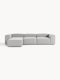 Modulares Sofa Lennon (4-Sitzer) mit Hocker (links/rechts), Bezug: 100 % Polyester Der strap, Gestell: Massives Kiefernholz, Spe, Füße: Kunststoff Dieses Produkt, Webstoff Grau, B 329 x T 207 cm