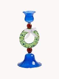 Candelabro in vetro soffiato Wreath, Vetro soffiato, Blu elettrico, verde salvia, rosso vino, bianco, Ø 8 x Alt. 17 cm