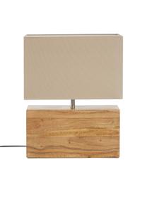 Tischlampe Rectangular aus Akazienholz, Lampenschirm: Baumwolle, Akazienholz, Beige, B 33 x H 43 cm