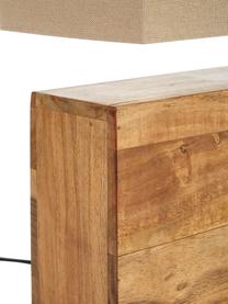 Lampada da tavolo in legno di acacia Rectangular, Paralume: cotone, Base della lampada: legno d'acacia, Legno d'acacia, beige, Larg. 33 x Alt. 43 cm