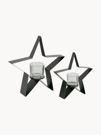 Teelichthalter Naos, 2er-Set, Gestell: Metall, beschichtet, Schwarz, Set mit verschiedenen Größen