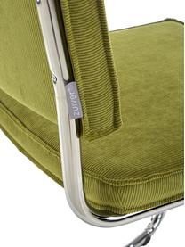 Chaise cantilever en velours côtelé Kink, Velours côtelé vert, cadre chrome, larg. 48 x prof. 48 cm