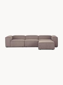 Canapé modulable 4 places en velours côtelé avec pouf Lennon, Velours côtelé taupe, larg. 327 x prof. 207 cm