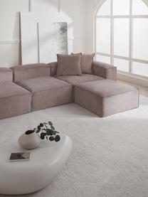 Modulares Sofa Lennon (4-Sitzer) aus Cord mit Hocker, Bezug: Cord (92 % Polyester, 8 %, Gestell: Massives Kiefernholz, Spe, Füße: Kunststoff Dieses Produkt, Cord Taupe, B 327 x T 207 cm