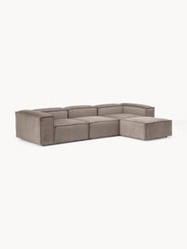 Modulares Sofa Lennon (4-Sitzer) aus Cord mit Hocker, Bezug: Cord (92 % Polyester, 8 %, Gestell: Massives Kiefernholz, Spe, Cord Taupe, B 327 x T 207 cm