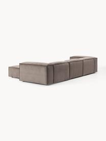 Modulares Sofa Lennon (4-Sitzer) aus Cord mit Hocker, Bezug: Cord (92 % Polyester, 8 %, Gestell: Massives Kiefernholz, Spe, Cord Taupe, B 327 x T 207 cm