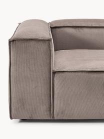 Modulares Sofa Lennon (4-Sitzer) aus Cord mit Hocker, Bezug: Cord (92 % Polyester, 8 %, Gestell: Massives Kiefernholz, Spe, Füße: Kunststoff Dieses Produkt, Cord Taupe, B 327 x T 207 cm