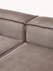 Canapé modulable 4 places en velours côtelé avec pouf Lennon, Velours côtelé taupe, larg. 327 x prof. 207 cm