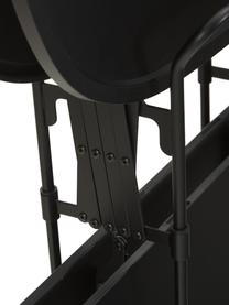 Metalen barcart Gastone, inklapbaar, Frame: gelakt metaal, Zwart, 68 x 70 cm