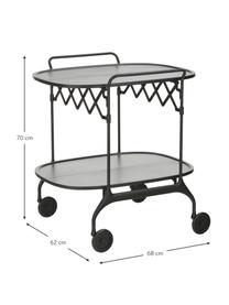 Metall-Servierwagen Gastone, klappbar, Gestell: Metall, lackiert, Schwarz, 68 x 70 cm