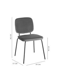 Fluwelen stoelen Jasper, 2 stuks, Bekleding: fluweel (hoogwaardig poly, Poten: gepoedercoat metaal, Grijs, B 49 x D 57 cm