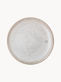 Ručně vyrobené mělké talíře s reaktivní glazurou a rýhovaným reliéfem Thea, 4 ks, Kamenina, Krémová, tečkovaná, Ø 27 cm