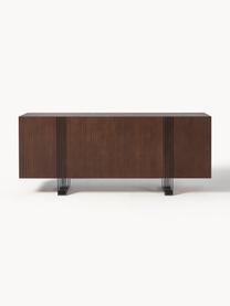 Holz-Sideboard Ross, Korpus: Spanplatte mit lackiertem, Beine: Metall Dieses Produkt wir, Eichenholz, dunkelbraun lackiert, B 180 x H 75 cm