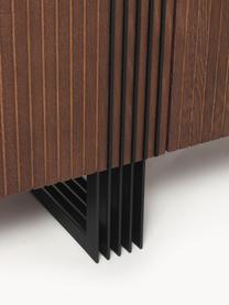 Aparador de madera Ross, Estructura: aglomerado chapado en mad, Patas: metal Este producto está , Madera de roble pintada marrón oscuro, An 180 x Al 75 cm