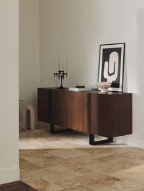 Credenza in legno Ross, Gambe: metallo Questo prodotto è, Legno di quercia laccato marrone scuro, Larg. 180 x Alt. 75 cm