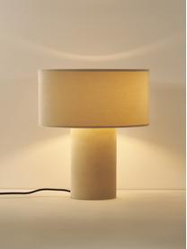 Samt-Tischlampe Ron, Lampenfuß: Kunststoff mit Samtbezug, Lampenschirm: Samt, Hellbeige, Ø 30 x H 35 cm