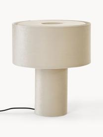 Samt-Tischlampe Ron, Lampenfuß: Kunststoff mit Samtbezug, Lampenschirm: Samt, Hellbeige, Ø 30 x H 35 cm