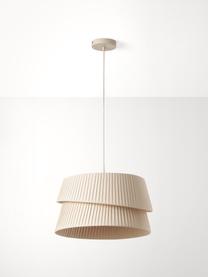 Pendelleuchte Nyla mit asymmetrischem Lampenschirm, Lampenschirm: Leinen, Baldachin: Metall, pulverbeschichtet, Beige, Ø 45 x H 45 cm