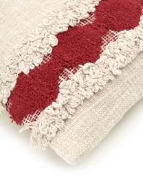 Kissenhülle Yule mit dekorativer Verzierung, 100 % Baumwolle, Beige, Rot, B 30 x L 50 cm