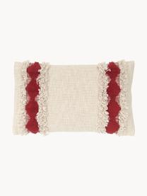 Kissenhülle Yule mit dekorativer Verzierung, 100 % Baumwolle, Beige, Rot, B 30 x L 50 cm