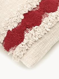 Kissenhülle Yule mit dekorativer Verzierung, 100 % Baumwolle, Beige, Rot, B 30 x L 50 cm