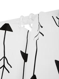 Douchegordijn met patroon Katie, Oogjes: metaal, Wit, zwart, B 180 x L 200 cm