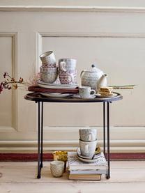 Ručne vyrobená čajová  kanvica s jemným vzorom Karine, 1,2 l, Kamenina, Lomená biela, svetlobéžová, 1,2 l