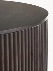 Kulatý dřevěný konferenční stolek s úložným prostorem Nele, Dřevovláknitá deska střední hustoty (MDF) s jasanovou dýhou, Dřevo, tmavě hnědě lakované, Ø 70 cm